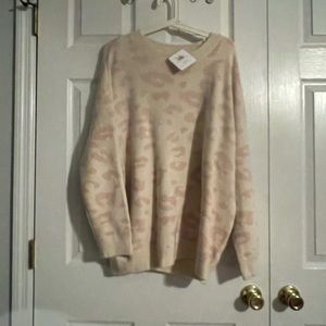 Cream and light pink leopard sweater NWT size 1X